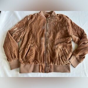 M.A.P. The Brand Velvet Taupe Bomber Jacket Size Small